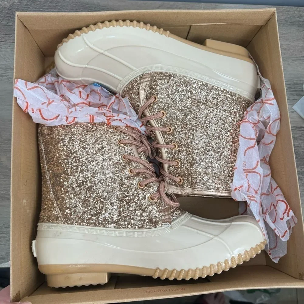 Sugar Women's Glitter Duck Boots sz 8 Waterproof NEW #G940